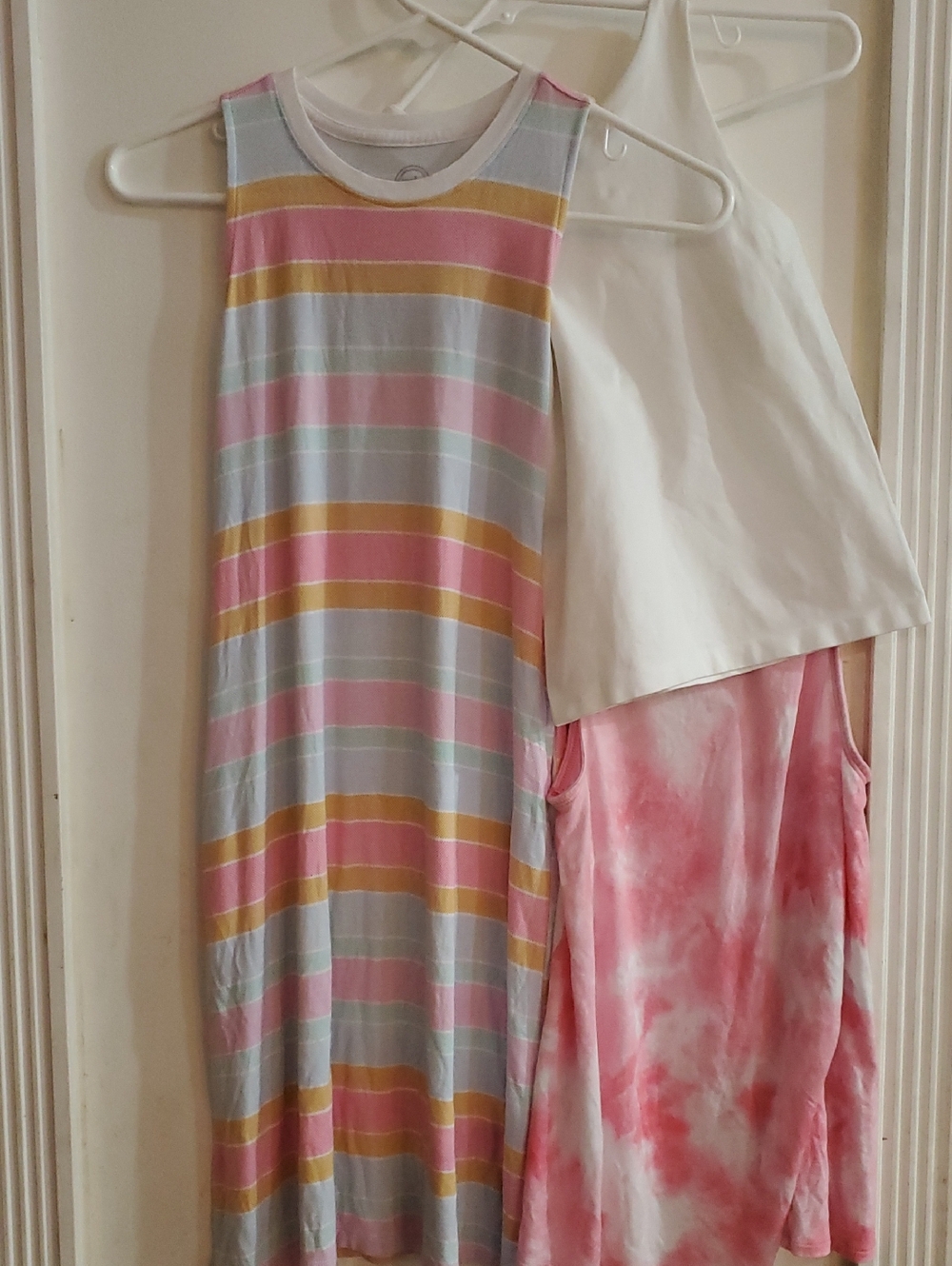 Sundress And Tanks Girl's Lot 10-12 Stripe Tank Dress Shelf Bra Tank Tie Dye Top